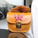 Stylish Girl’s Mustard Leather Studded Crossbody Bag – 1 Pc