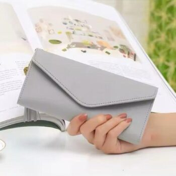 Stylish Grey PU Leather Frame Clutch for Girls – 1 Pc