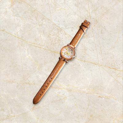 Women’s Brown Leather Hybrid Watch – 1 Pc, Quartz Movement, Water Resistant