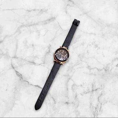 Stylish Women’s Hybrid Watch – 1 Pc Black Leather Quartz Timepiece