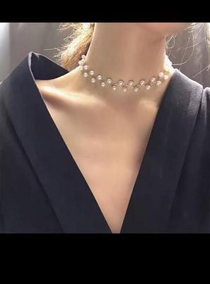 Modern Pearl Stone Gold Plated Choker Set – 3 Pcs Elegance