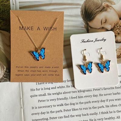 Butterfly Hanging Gold Plated Artificial Set – 3 Pcs Unique Design for Women